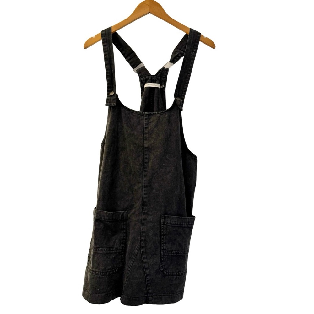 Mustard Seed Black Denim Overall Mini Dress, Women’s Size Small, Grunge Style